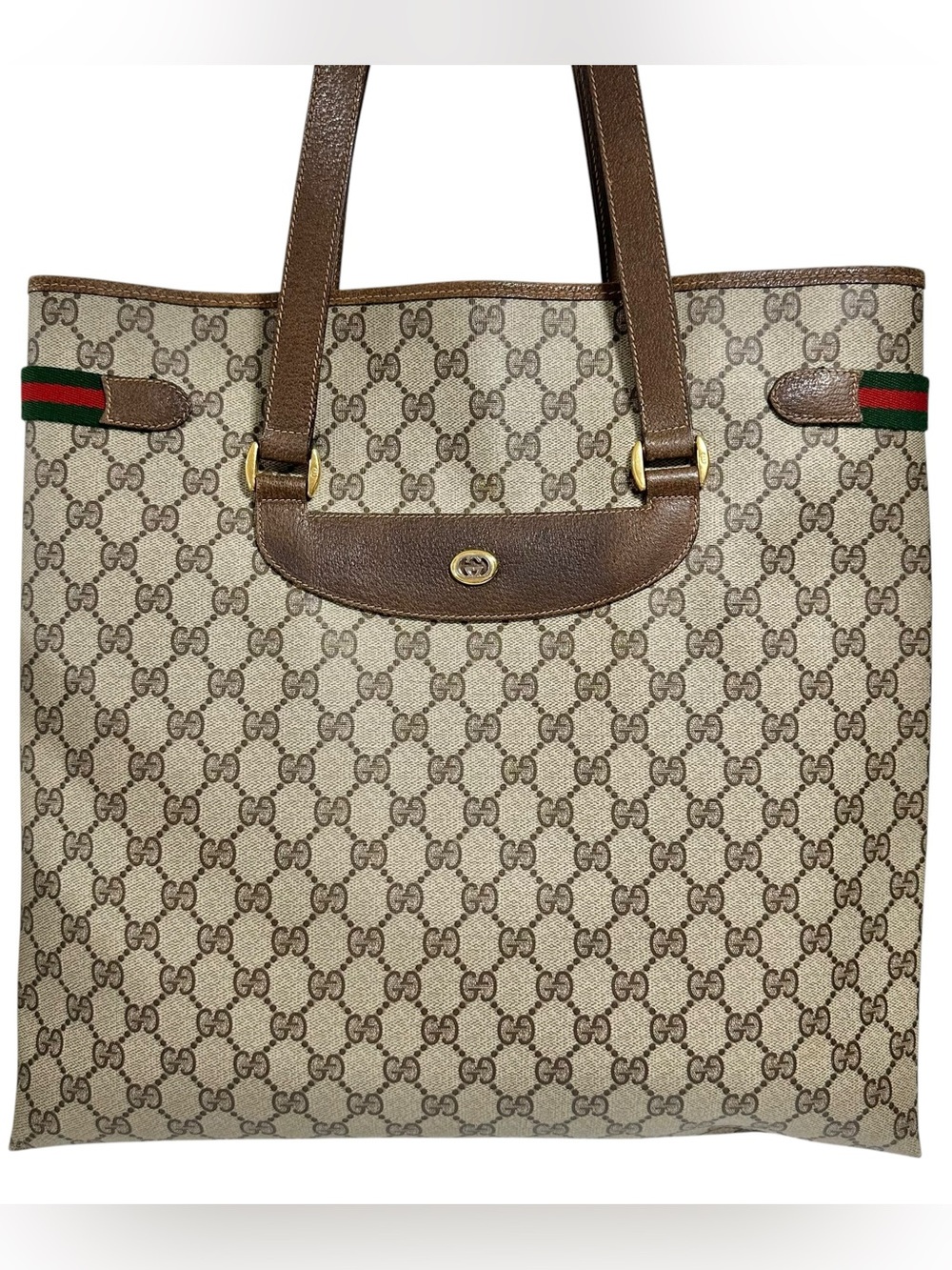 Gucci GG Supreme Web Canvas & Leather Sherry Line Tote Bag - Picture 3 of 16